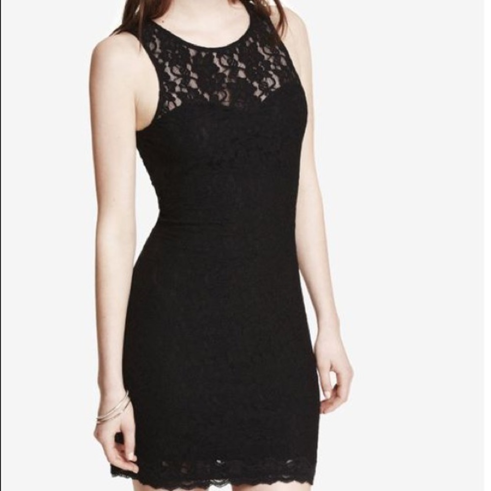 Express lace mini-dress, black, size extra small